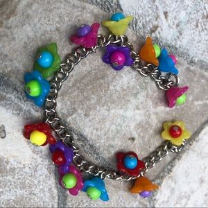 Flower power charm bracelet neon bright electric birthday party floral primary